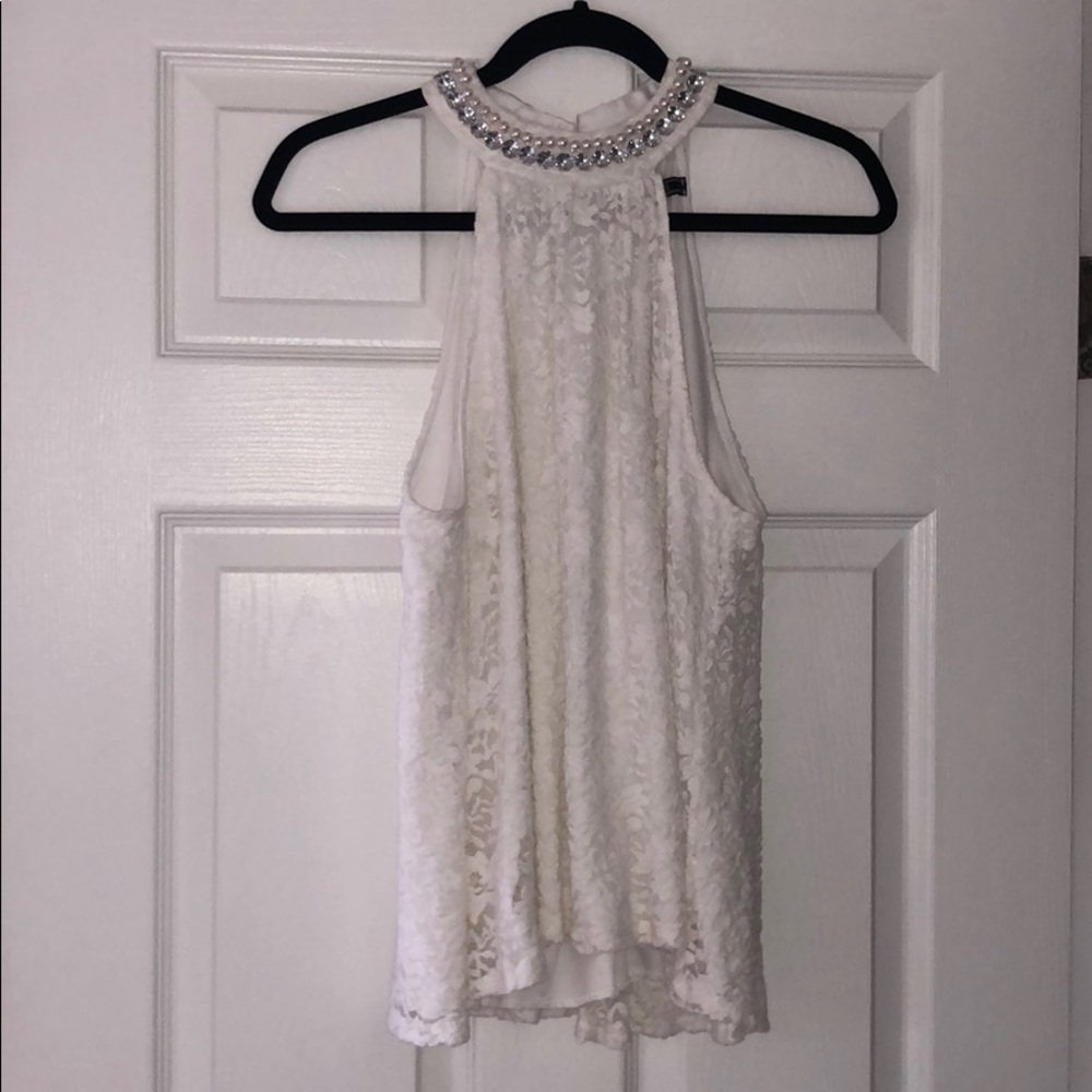 Elegant white lace halter top